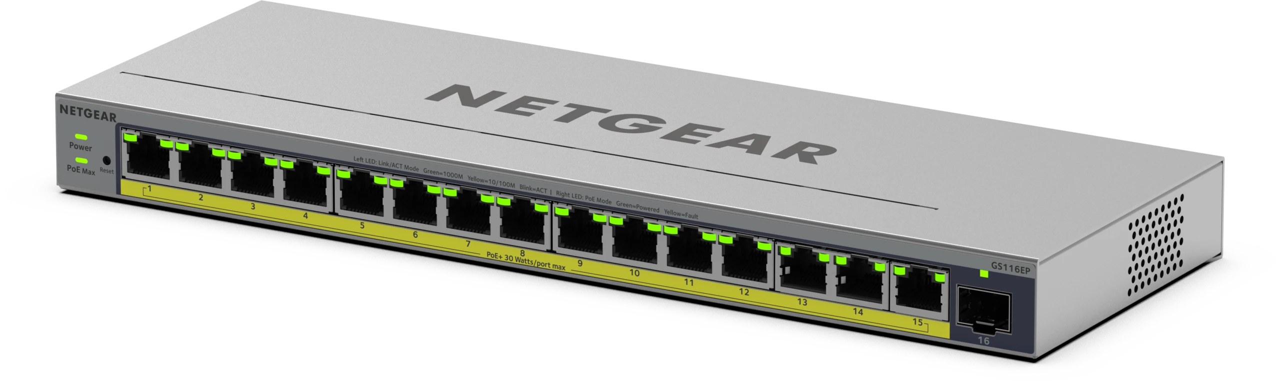 16-Port Gigabit Ethernet Easy Smart PoE+ Switch with 1 Dedicated SFP port (180W)