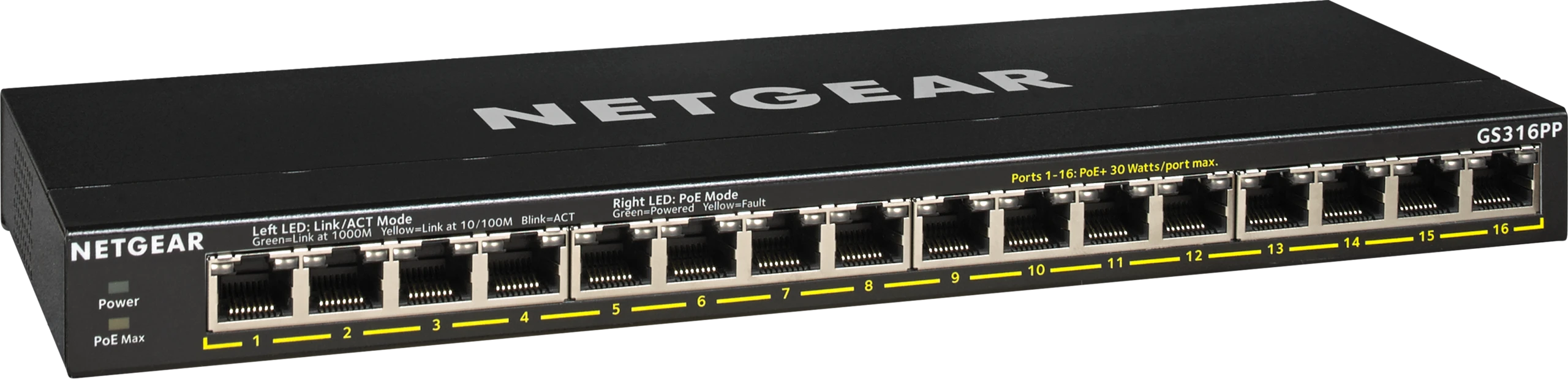 16-Port Gigabit Ethernet Unmanaged PoE+ Essentials Switch (183W)
