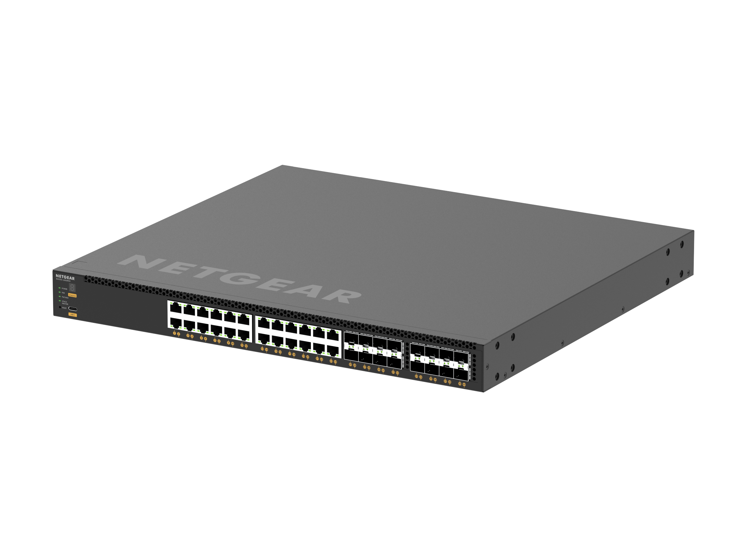 24x10G/Multi-Gig PoE++ (290W base, up to 1,770W), 8xSFP+ and 8xSFP28 25G Managed Switch (M4350-24X8F8V)